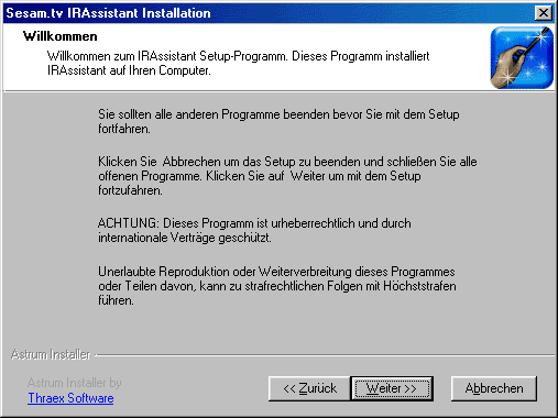 Klickt auf "Weiter"...