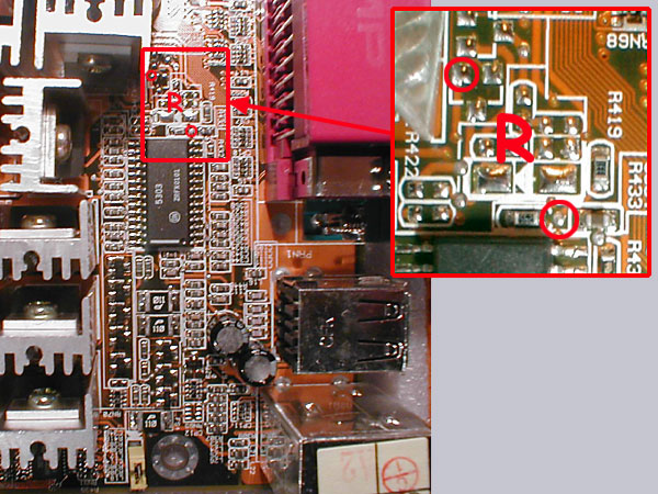 solder a resistor between these to points