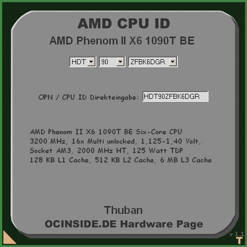 Identify the AMD CPU date with the Interactive AMD Product ID Guide ...

Additionally you should write down all other data of the CPU surface, before applying the thermal paste and put on the cooler, because the other data can give you intersting information about the week of manufacture, year of manufacture, the wafer position and the so-called stepping, what may be interesting to compare your own overclocking results with the results of other enthusiasts.  In this <a href=