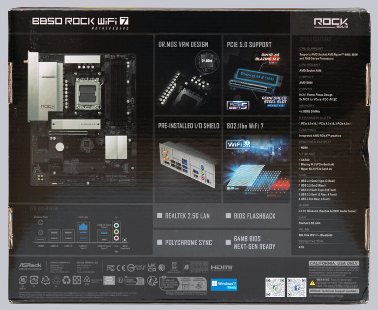 Rock Point Asrock ASRock B850 Rock WiFi 7 AMD AM5 Mainboard Test