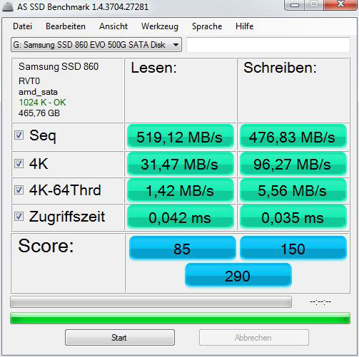 Samsung SSD 860 Pro vs Samsung SSD 860 Evo Review Benchmark values