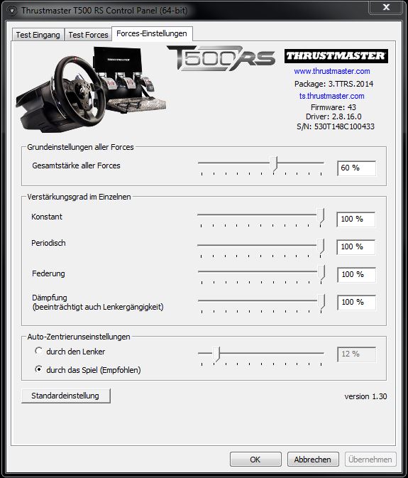 Technical data about the Thrustmaster T500 RS racing wheel