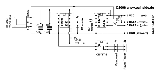 Der Schaltplan vom USB Ultra IR Empfänger